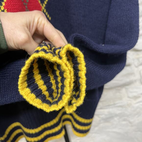 Espirit Sport Knit Wool Collared Argyle Pullover Sweater Preppy Vintage 90s - Picture 4 of 10